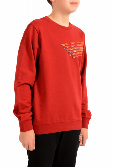 Emporio Armani EA7 Boys Red Long Sleeve Logo Print Crewneck Sweatshirt Shirt: Picture 2