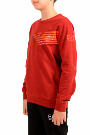 Emporio Armani EA7 Boys Red Long Sleeve Logo Print Crewneck Sweatshirt Shirt: Picture 4