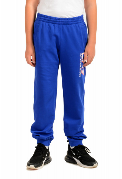Emporio Armani EA7 Boys Bright Blue Logo Print Track Sweat Pants