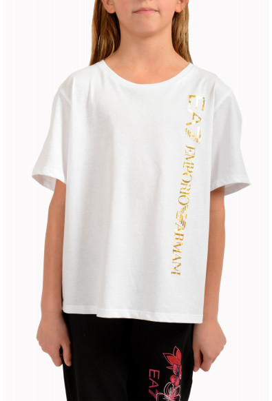 Emporio Armani EA7 Girls White Short Sleeve Logo Print T-Shirt