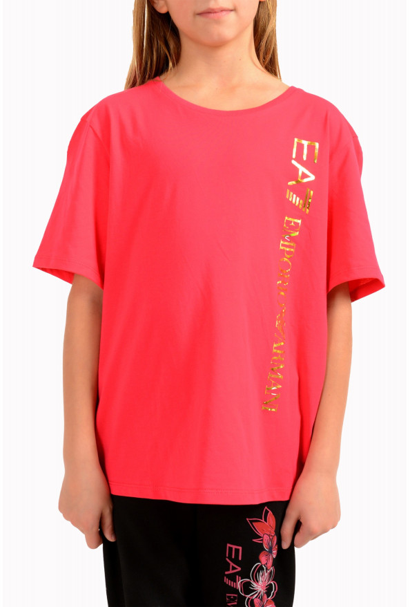 Emporio Armani EA7 Girls Pink Short Sleeve Logo Print T-Shirt