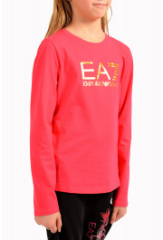 Emporio Armani EA7 Girls Rose Red Long Sleeve Logo Print T-Shirt: Picture 2
