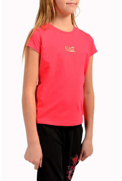 Emporio Armani EA7 Girls Rose Red Short Sleeve Logo Print T-Shirt: Picture 2