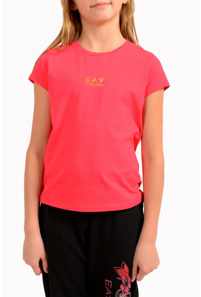Emporio Armani EA7 Girls Rose Red Short Sleeve Logo Print T-Shirt