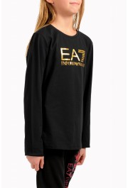 Emporio Armani EA7 Girls Black Long Sleeve Logo Print T-Shirt: Picture 2