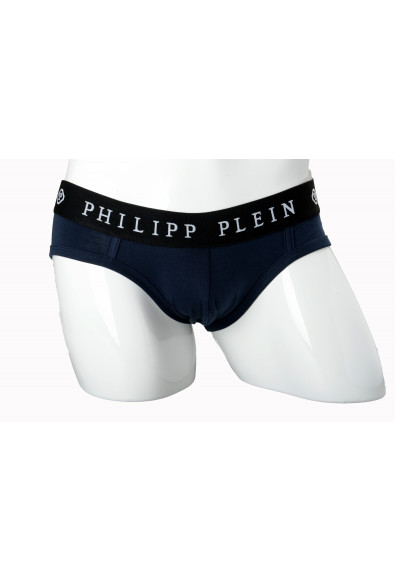 Philipp Plein Men's Navy Blue Logo Print Slip Brief Underwear Bi-Pack
