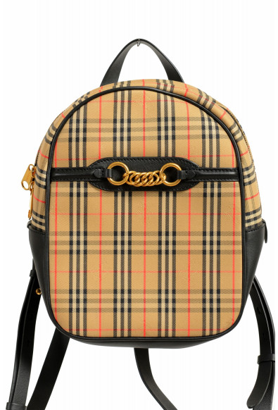 Burberry Women's "Link" Plaid Leather Trimmed Small Backpack Bag