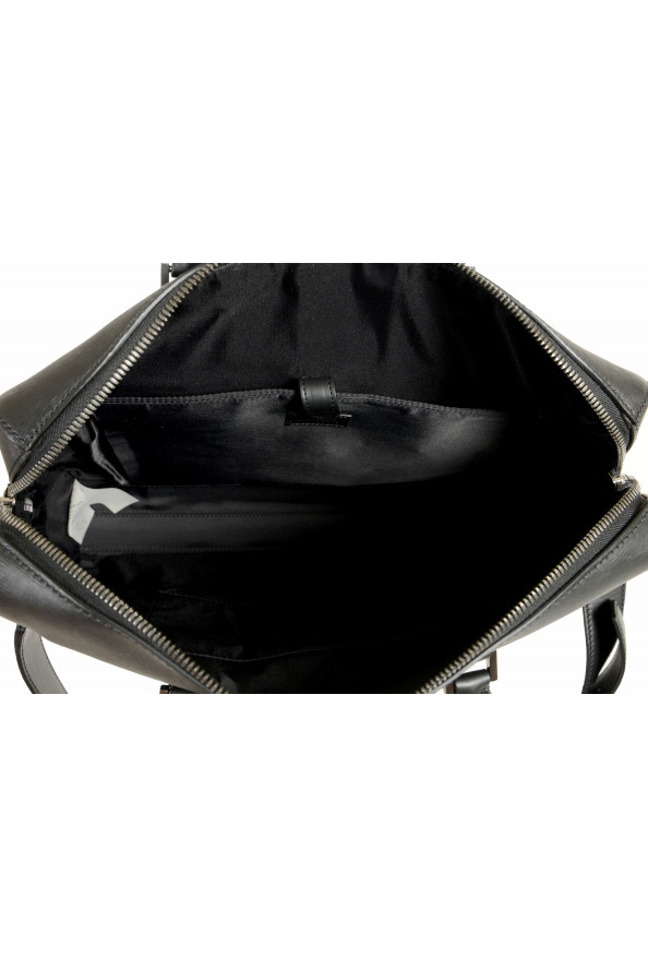 Versace Men's Black Textured Leather Handbag Briefcase Bag: Picture 5
