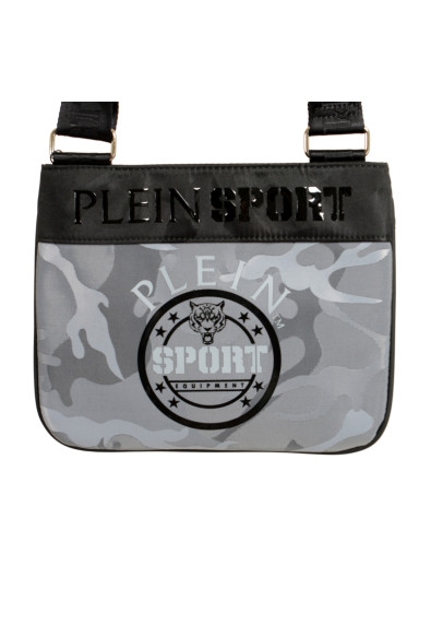 Plein Sport Unisex Gray Military Print Crossbody Bag: Picture 2