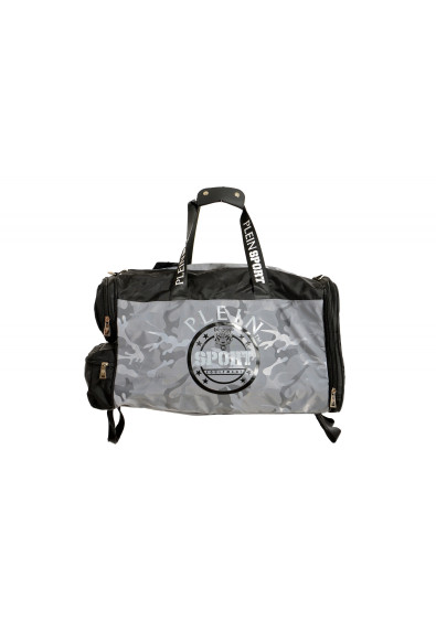 Plein Sport Men's Military Gray Logo Print Large Travel Gym Duffle Backpack Bag