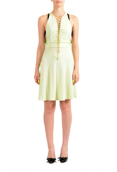 Just Cavalli Women's Light Green Sleeveless Fit & Flare Dress 
