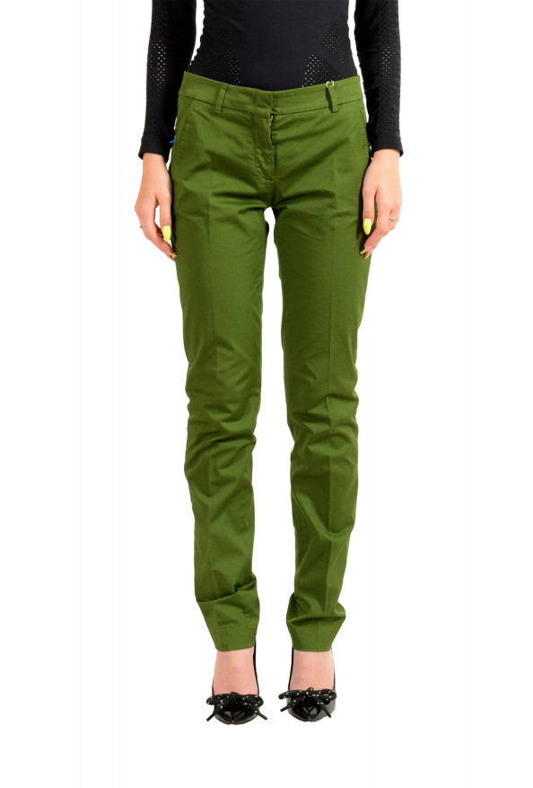 Incotex Women's "Lydia" Green Flat Front Casual Pants