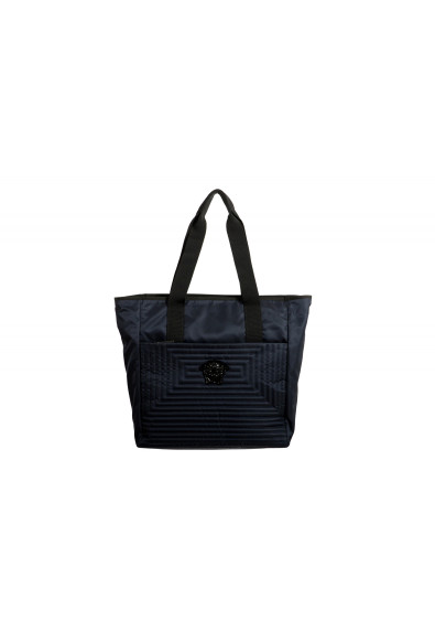 Versace Unisex Navy Blue Quilted Medusa Tote Shoulder Handbag Bag