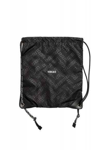 Versace Unisex Black Logo Print Backpack