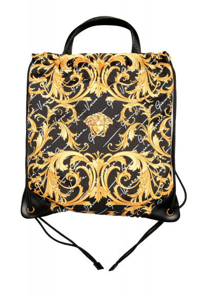 Versace Unisex Canvas Leather Trimmed Barocco Print Backpack