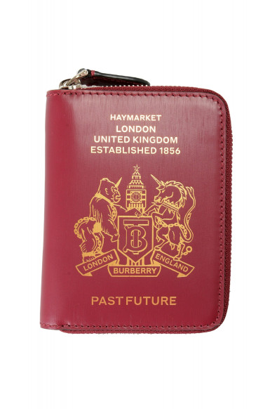 Burberry Unisex "Passport" Burgundy Leather Zip Around Wallet