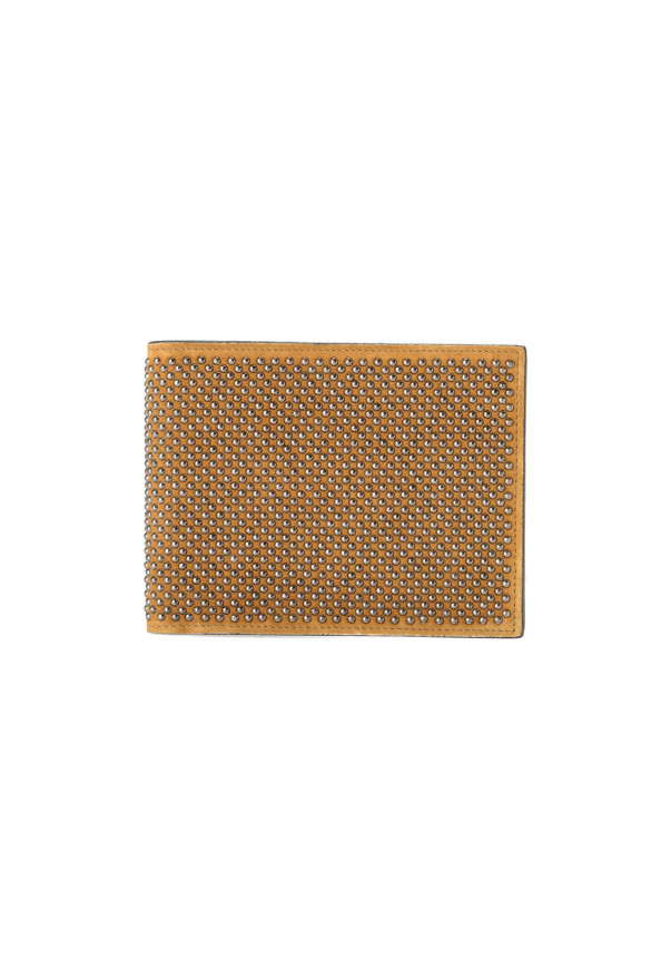 Giuseppe Zanotti Men's Leather Brown Metal Beads Embellished Bifold Wallet