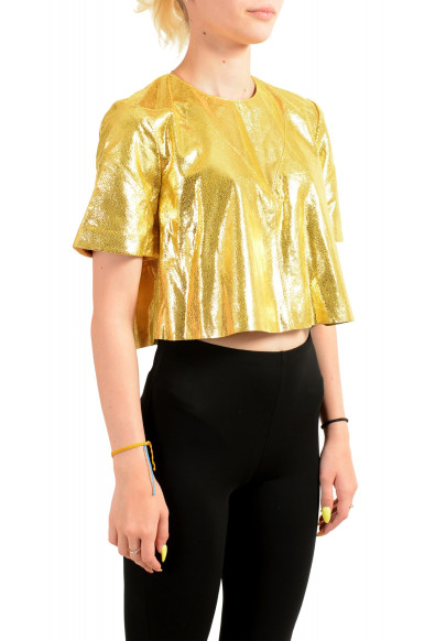 Just Cavalli Women's Gold 100% Leather Blouse Top : Picture 2