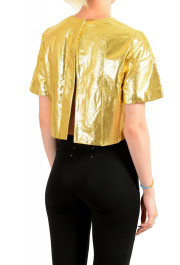 Just Cavalli Women's Gold 100% Leather Blouse Top : Picture 3