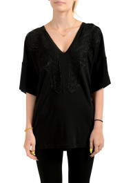 Just Cavalli Women's Black Embellished Blouse Top 