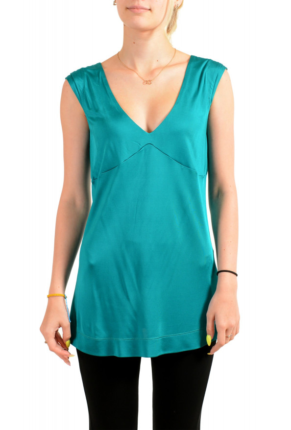 Just Cavalli Women's Emerald Green Sleeveless Blouse Top