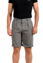 Hugo Boss Men's "Pierce" Gray 10% Wool Pleated Front Shorts