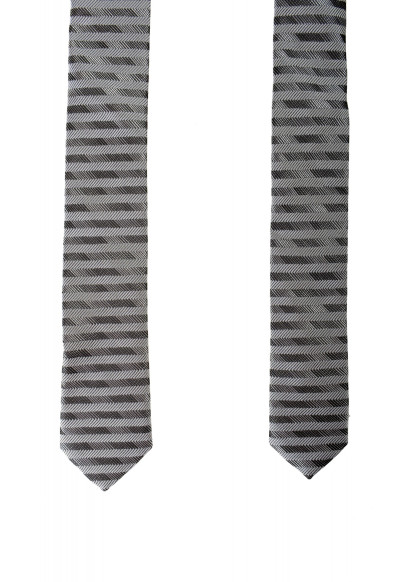 Hugo Boss Men's Gray Striped 100% Silk Tie: Picture 2