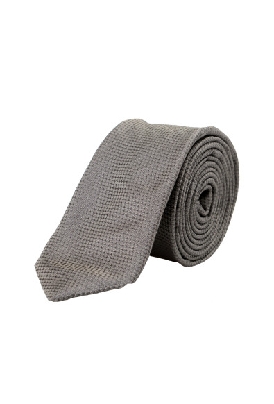 Hugo Boss Men's Gray Geometric Print 100% Silk Tie
