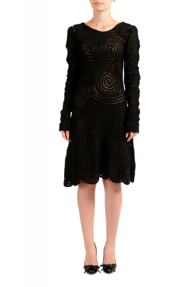 Salvatore Ferragamo Women's Black Knitted Long Sleeve Sweater Dress 