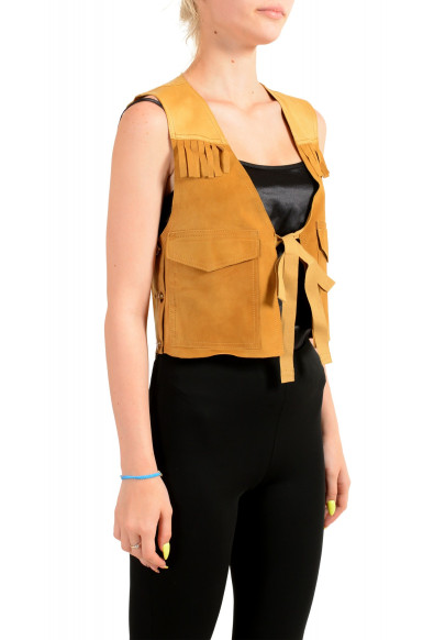 Maison Margiela MM6 Women's Brown Suede Leather Button Down Vest : Picture 2
