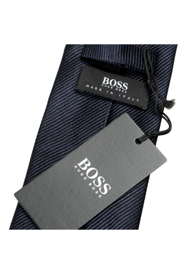 Hugo Boss Men's Navy Blue Striped 100% Silk Tie: Picture 4