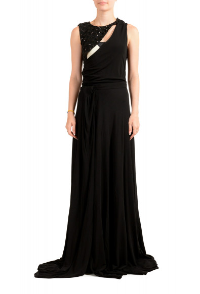 Just Cavalli Women's Black Sequins Embellished Maxi Dress 