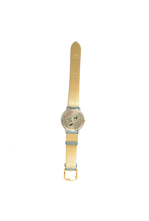 Versace Unisex V Circle "Courage" Light Blue Leather Strap Watch: Picture 3
