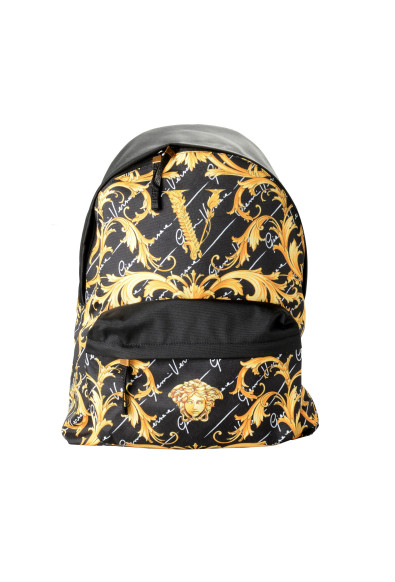 Versace Unisex Barocco Canvas Logo Print Large Backpack Bag