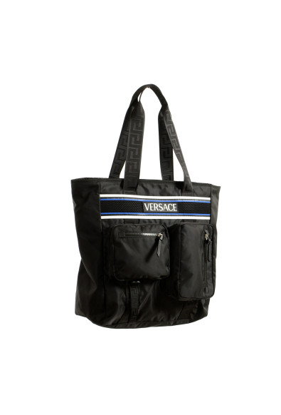 Versace Unisex Black Logo Print Tote Shoulder Handbag Bag: Picture 2