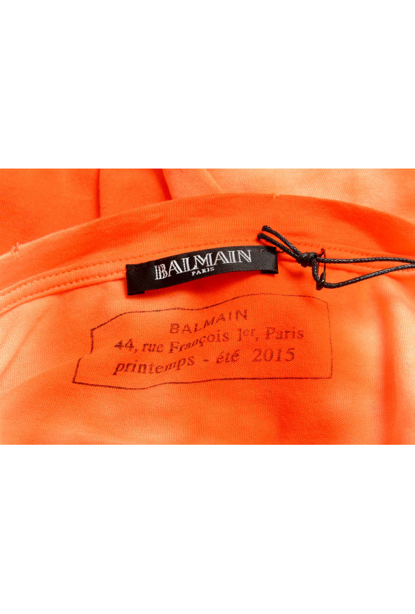 Balmain Men's Orange Distressed Short Sleeve Crewneck T-Shirt: Picture 5