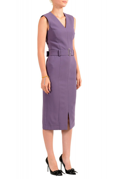 Hugo Boss Women's "Dadorina" Purple V-Neck Belted Sleeveless Pencil Dress: Picture 2
