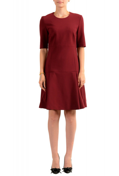 Hugo Boss Women's "Dobella" Vine Red Short Sleeve Fit & Flare Dress