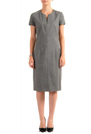 Hugo Boss Women's "Daedalus" Houndstooth 100% Wool Short Sleeve Pencil Dress