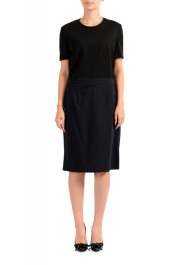 Hugo Boss Women's "Dualisa" Two Tone Wool Short Sleeve Pencil Dress 