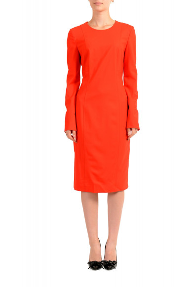 Hugo Boss Women's "Damola" Orange Wool Long Sleeve Pencil Dress 