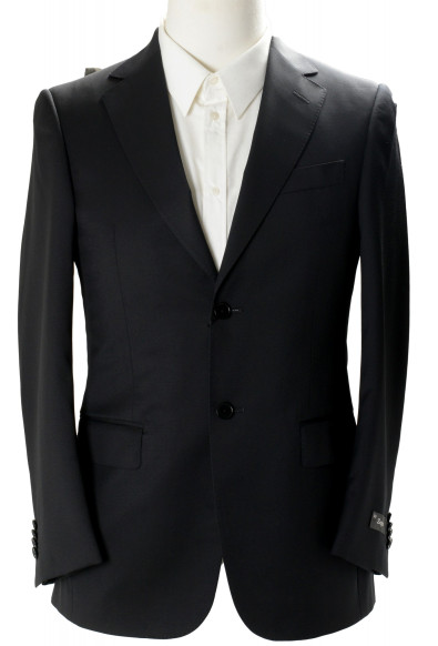 Zegna Men's Black 100% Wool Two Button Suit 