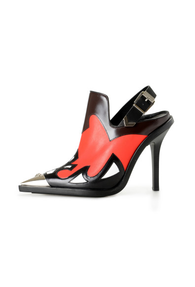 Versace Women's Textured Leather High Heel Slingback Shoes: Picture 2