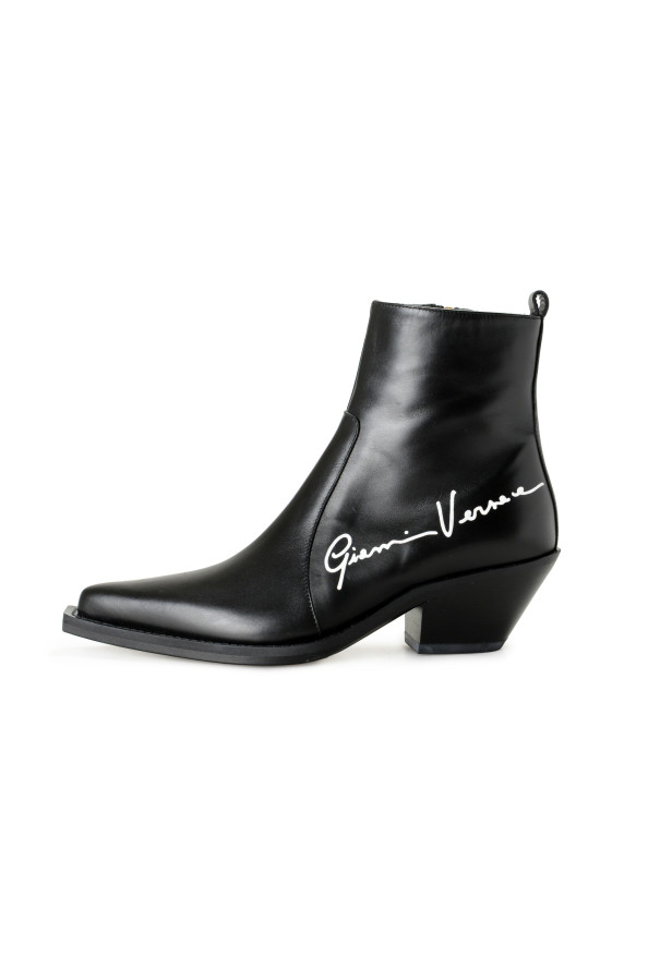 Versace Women's Black Leather Logo Cowboy Boots Shoes: Picture 2