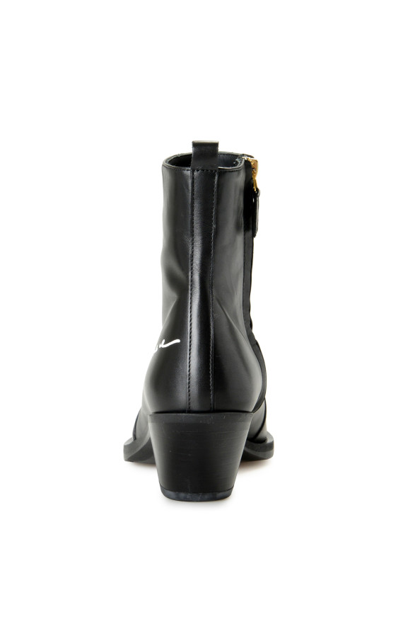 Versace Women's Black Leather Logo Cowboy Boots Shoes: Picture 3
