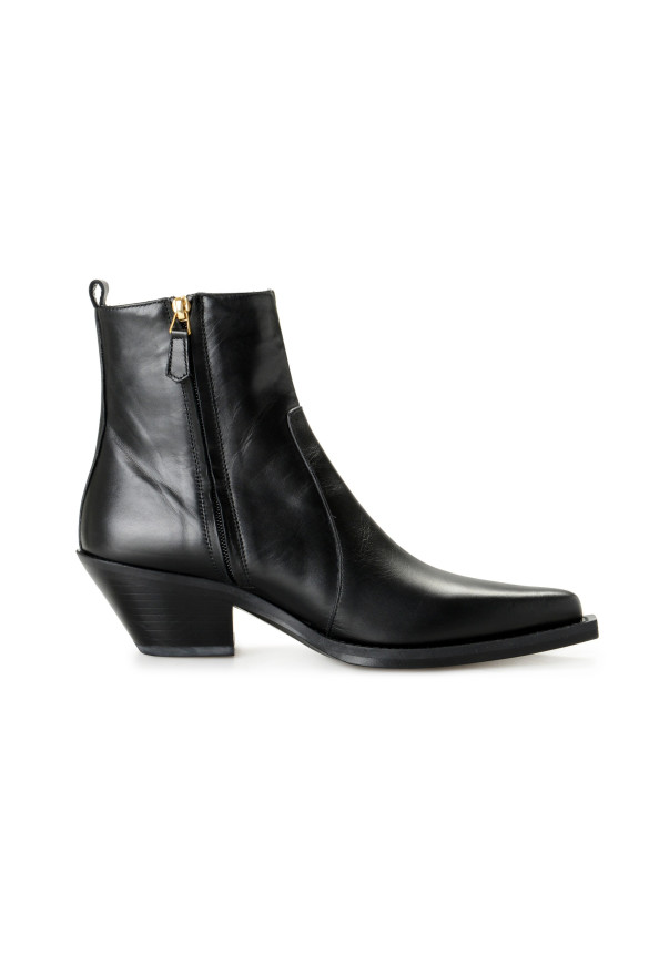 Versace Women's Black Leather Logo Cowboy Boots Shoes: Picture 4