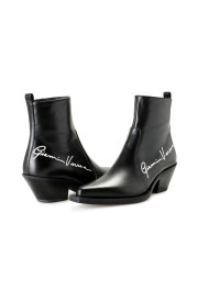 Versace Women's Black Leather Logo Cowboy Boots Shoes: Picture 8