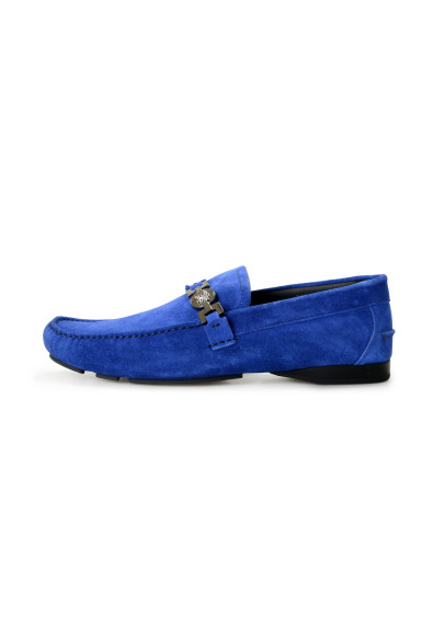 Versace Men's Blue Suede Leather Slip On Loafers Moccasins Shoes : Picture 2