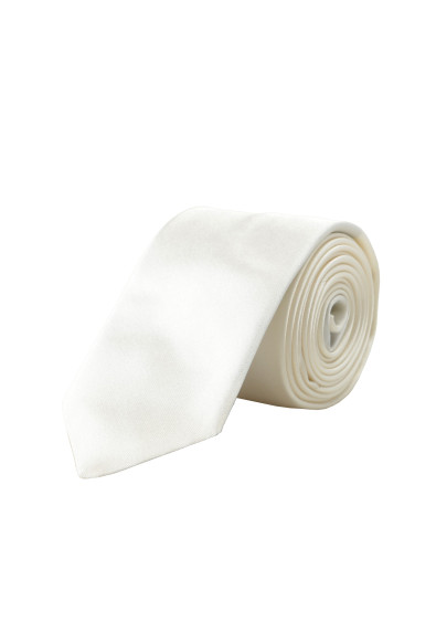 Hugo Boss Men's Solid White 100% Silk Tie