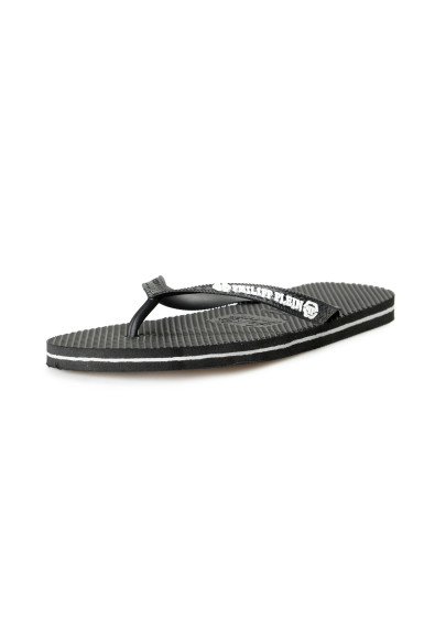 Philipp Plein Black/Black Rubber Logo Print Flip Flops Shoes